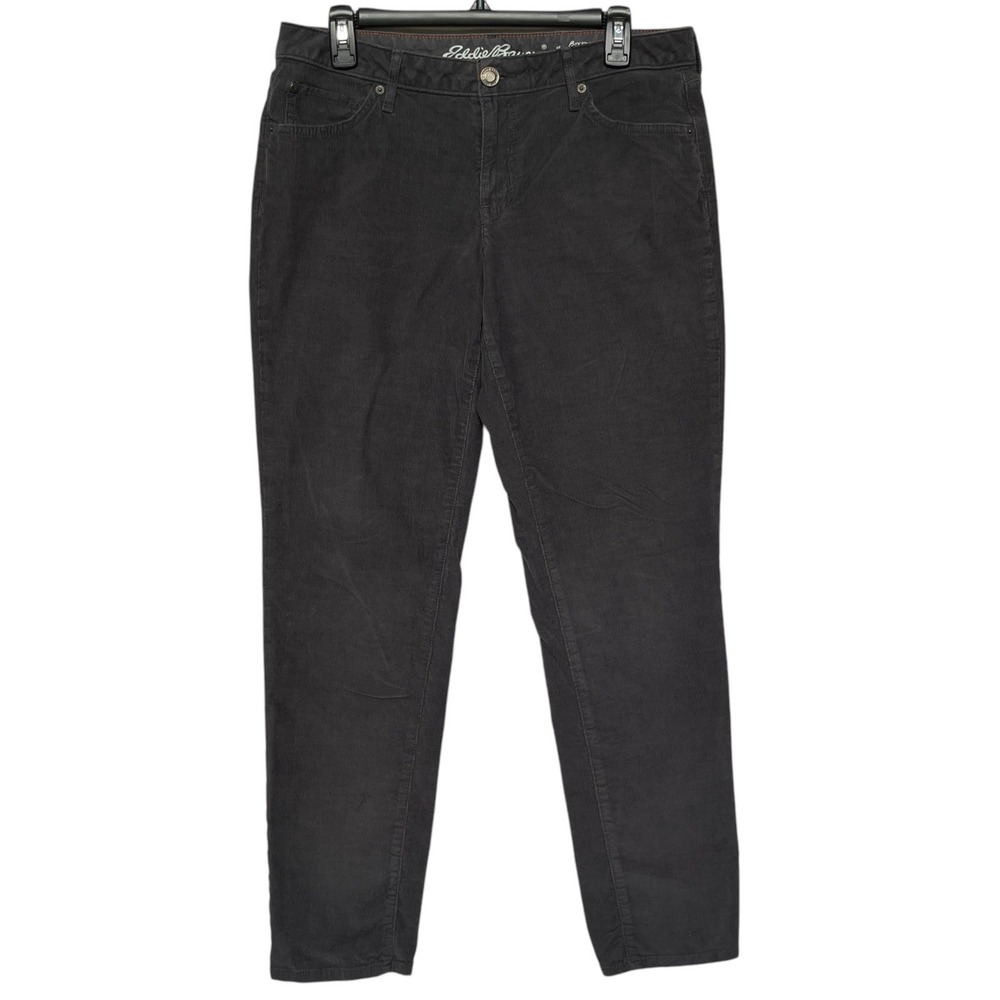 Eddie Bauer Boyfriend Slim Corduroy Pants Womens 8 Gray Stretch